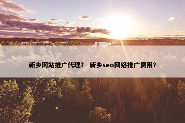 新乡网站推广代理？ 新乡seo网络推广费用？