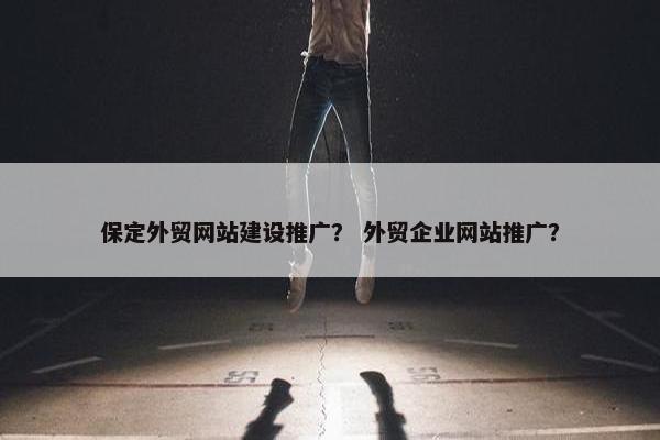 保定外贸网站建设推广？ 外贸企业网站推广？