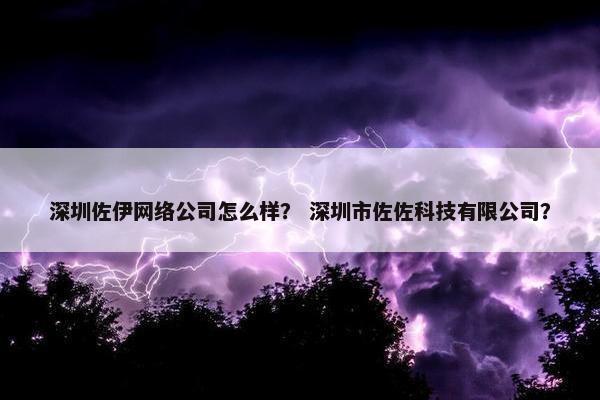 深圳佐伊网络公司怎么样？ 深圳市佐佐科技有限公司？