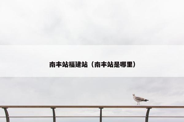 南丰站福建站（南丰站是哪里）