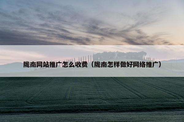 陇南网站推广怎么收费（陇南怎样做好网络推广）