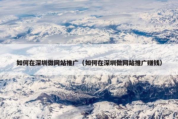 如何在深圳做网站推广（如何在深圳做网站推广赚钱）