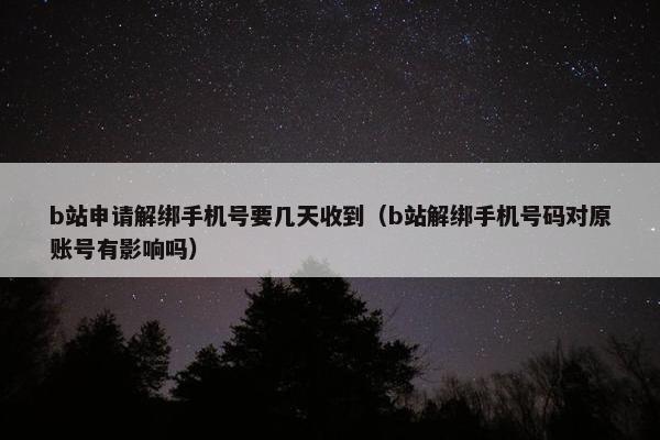 b站申请解绑手机号要几天收到（b站解绑手机号码对原账号有影响吗）
