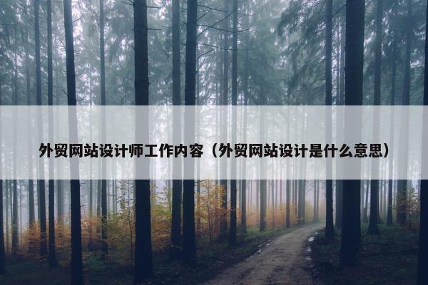 外贸网站设计师工作内容（外贸网站设计是什么意思）