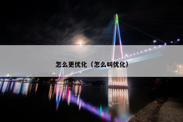 怎么更优化（怎么叫优化）