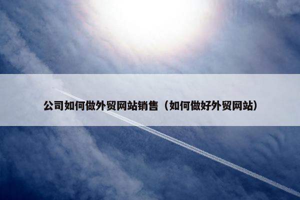 公司如何做外贸网站销售（如何做好外贸网站）