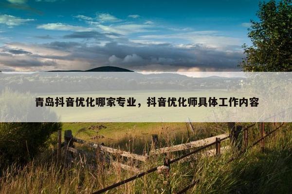 青岛抖音优化哪家专业，抖音优化师具体工作内容