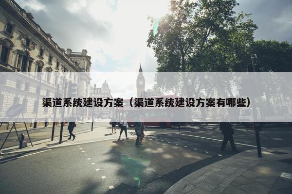 渠道系统建设方案（渠道系统建设方案有哪些）