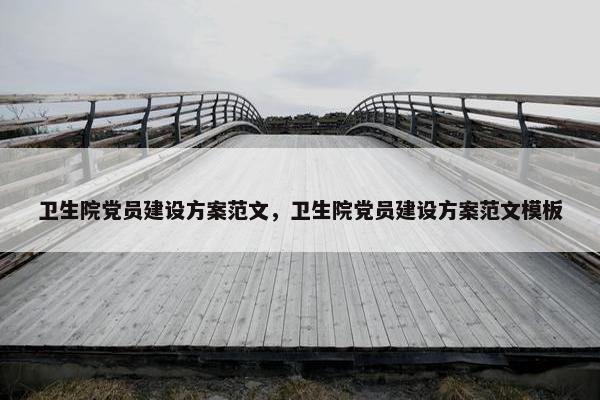 卫生院党员建设方案范文，卫生院党员建设方案范文模板