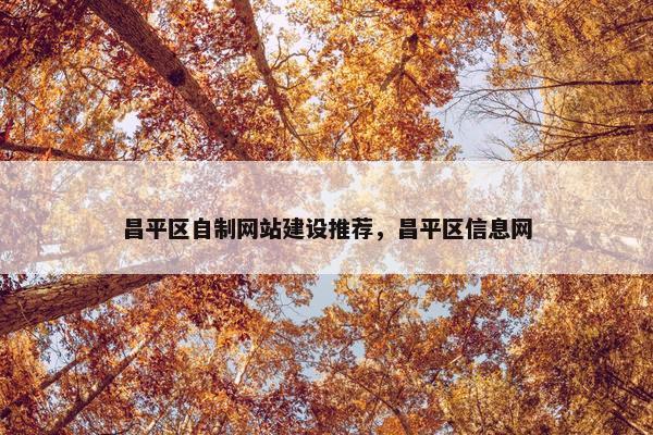 昌平区自制网站建设推荐，昌平区信息网