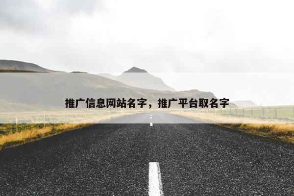 推广信息网站名字，推广平台取名字