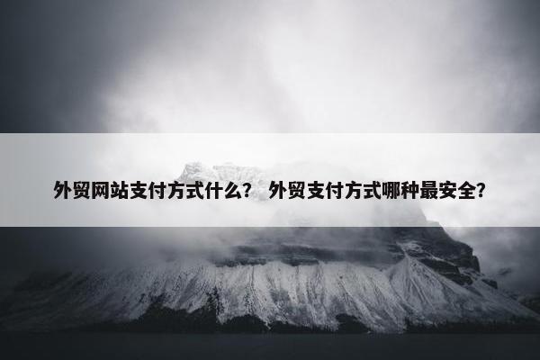 外贸网站支付方式什么？ 外贸支付方式哪种最安全？