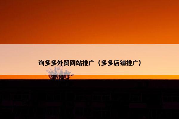 询多多外贸网站推广（多多店铺推广）
