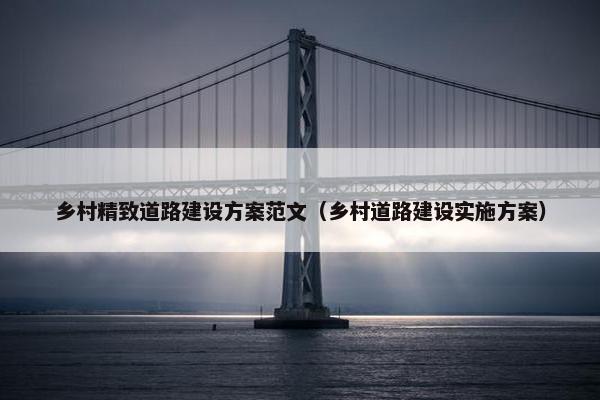 乡村精致道路建设方案范文（乡村道路建设实施方案）