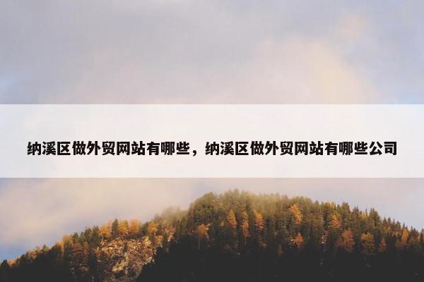 纳溪区做外贸网站有哪些，纳溪区做外贸网站有哪些公司