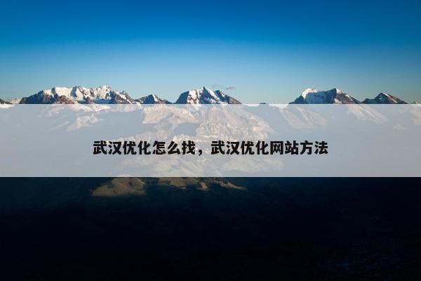 武汉优化怎么找，武汉优化网站方法