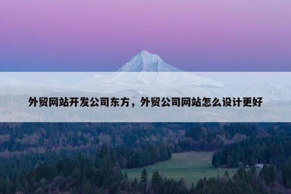 外贸网站开发公司东方，外贸公司网站怎么设计更好