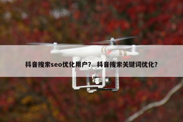 抖音搜索seo优化用户？ 抖音搜索关键词优化？