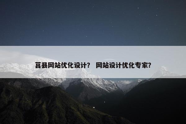 莒县网站优化设计？ 网站设计优化专家？