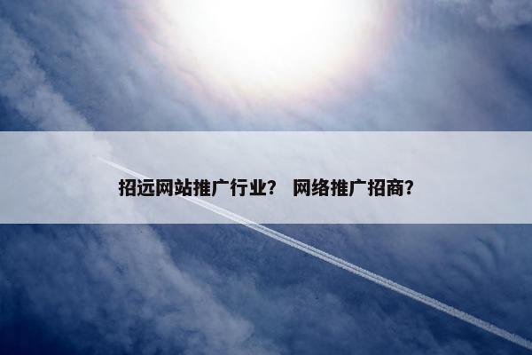 招远网站推广行业？ 网络推广招商？