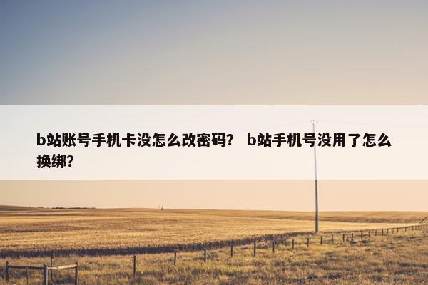 b站账号手机卡没怎么改密码？ b站手机号没用了怎么换绑？
