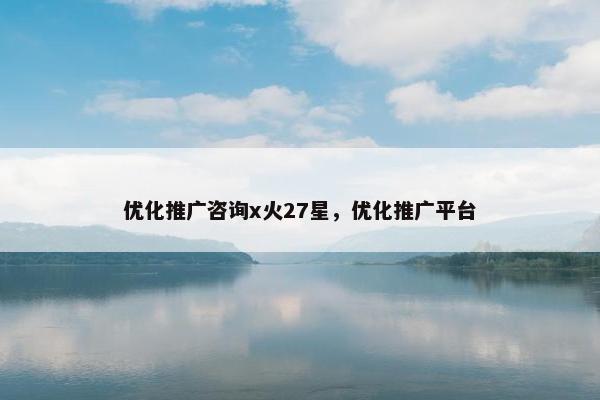 优化推广咨询x火27星，优化推广平台