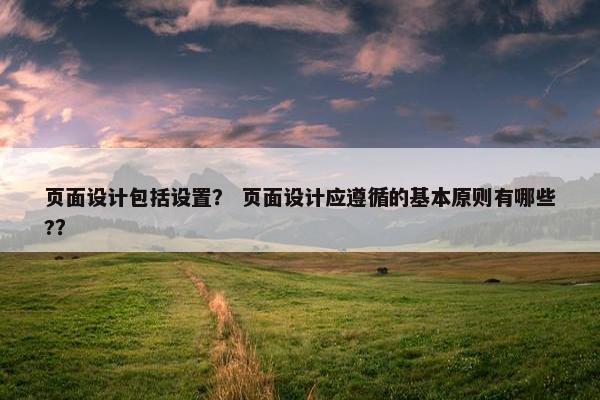 页面设计包括设置？ 页面设计应遵循的基本原则有哪些?？