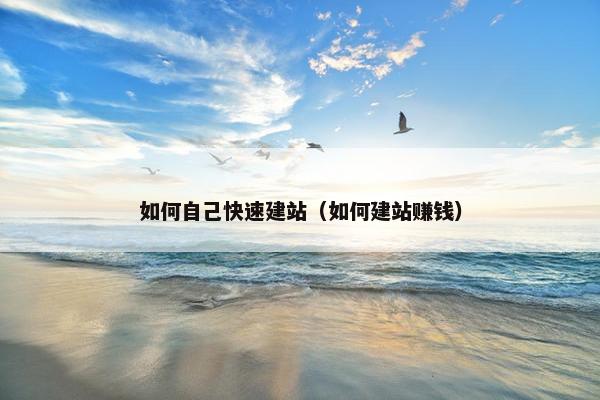 如何自己快速建站（如何建站赚钱）