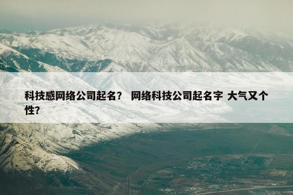 科技感网络公司起名？ 网络科技公司起名字 大气又个性？