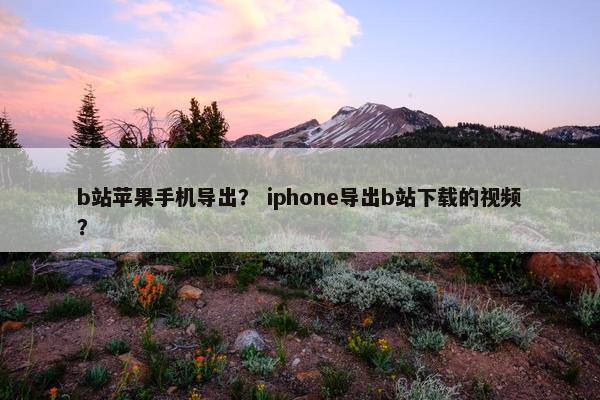 b站苹果手机导出？ iphone导出b站下载的视频？