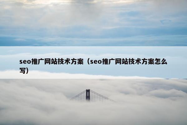 seo推广网站技术方案（seo推广网站技术方案怎么写）