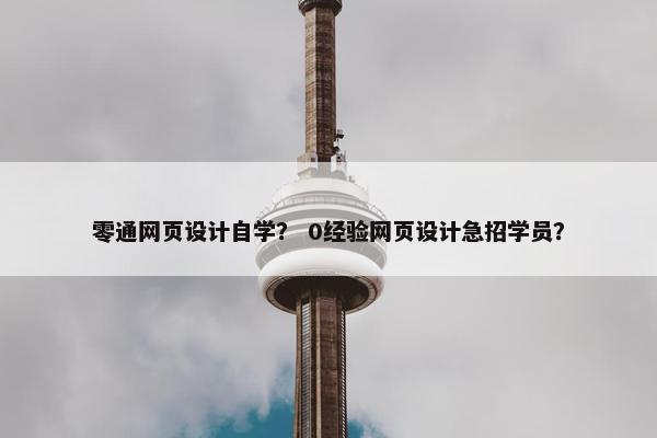 零通网页设计自学？ 0经验网页设计急招学员？