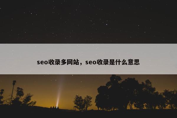 seo收录多网站，seo收录是什么意思
