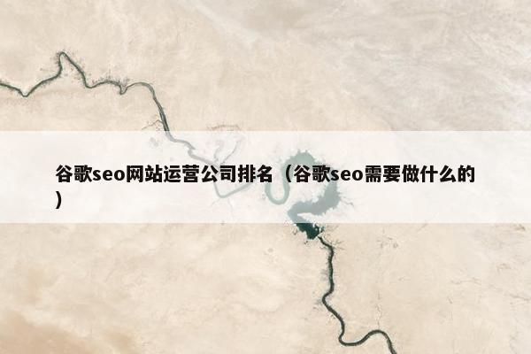 谷歌seo网站运营公司排名（谷歌seo需要做什么的）