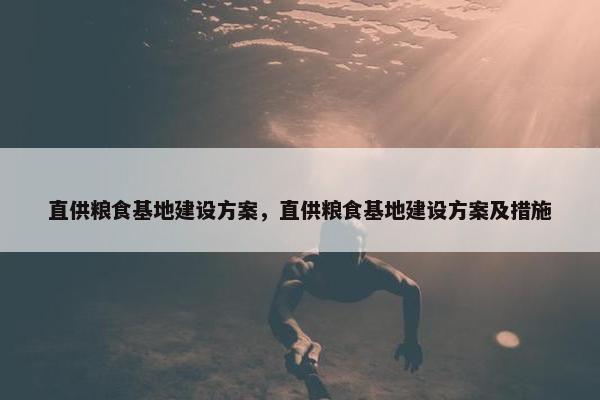 直供粮食基地建设方案，直供粮食基地建设方案及措施