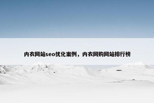 内衣网站seo优化案例，内衣网购网站排行榜