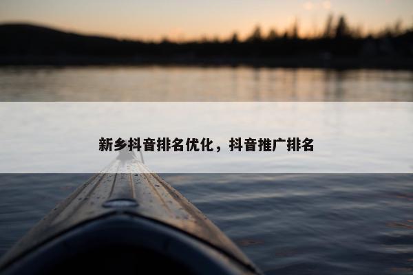 新乡抖音排名优化，抖音推广排名