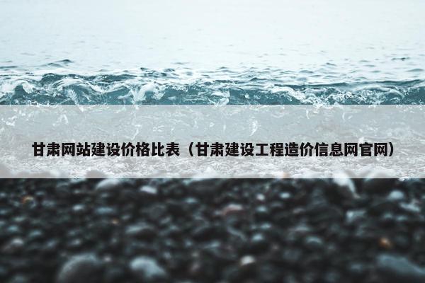 甘肃网站建设价格比表（甘肃建设工程造价信息网官网）