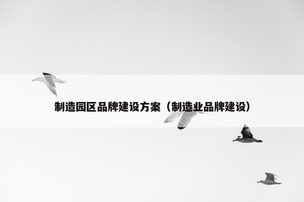 制造园区品牌建设方案（制造业品牌建设）