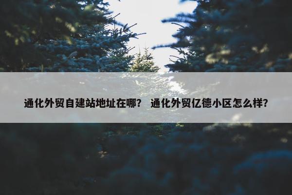 通化外贸自建站地址在哪？ 通化外贸亿德小区怎么样？