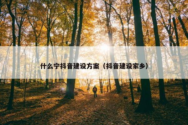 什么宁抖音建设方案（抖音建设家乡）